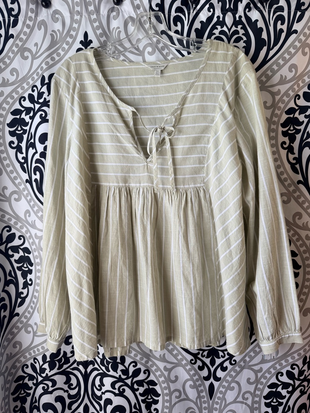 Lucky Brand Light Striped Peasant Tunic